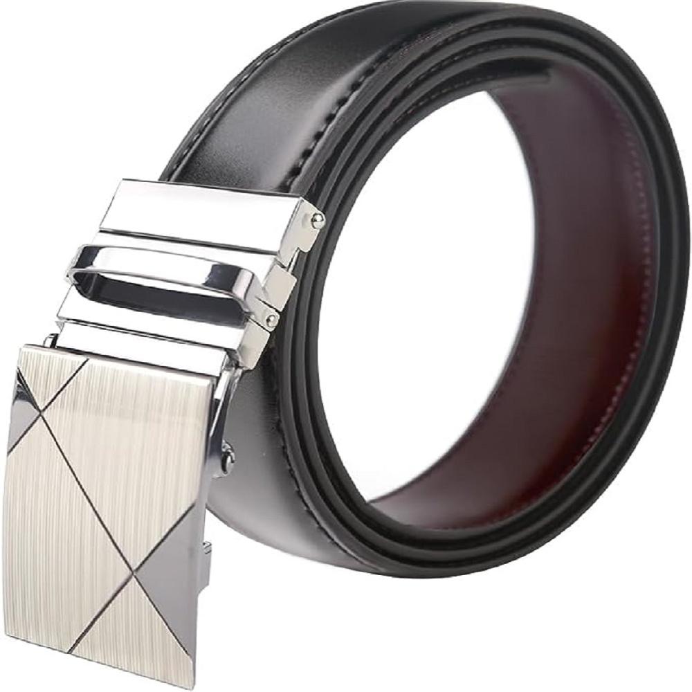LineFit Men's Leather Belt_Casual Dress Classic Jean Adjustable Automatic Stretch Buckle S06 (Sizes